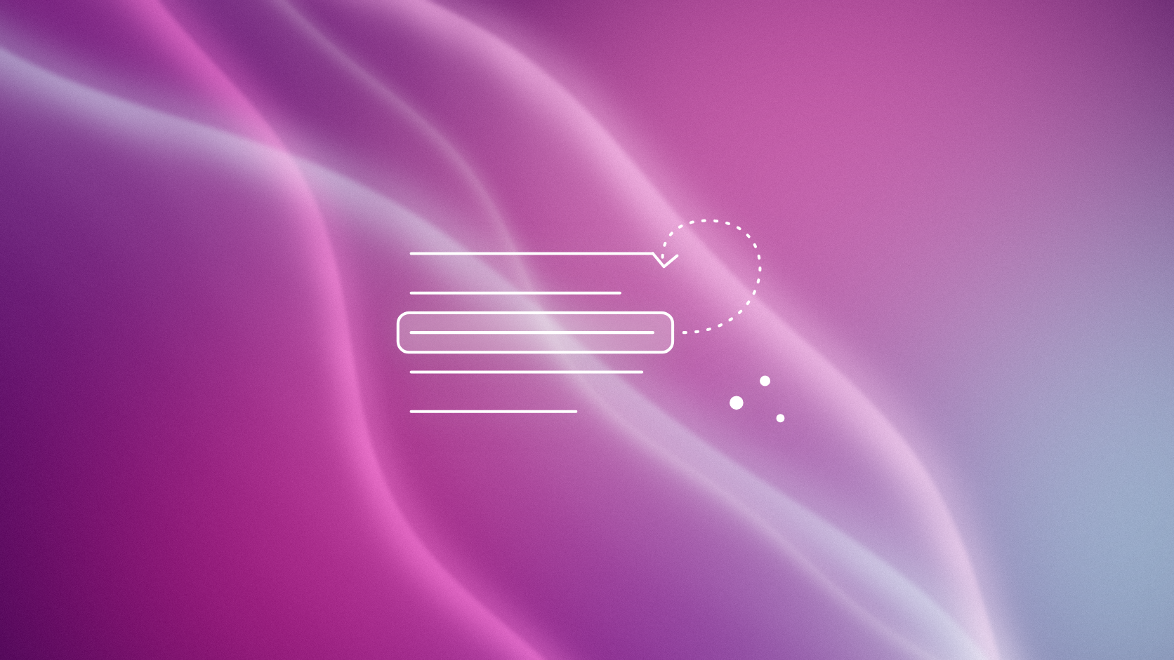 White line text with one highlighted passage and a loop bringing it back, over flowing magenta, lilac, and pale cyan color