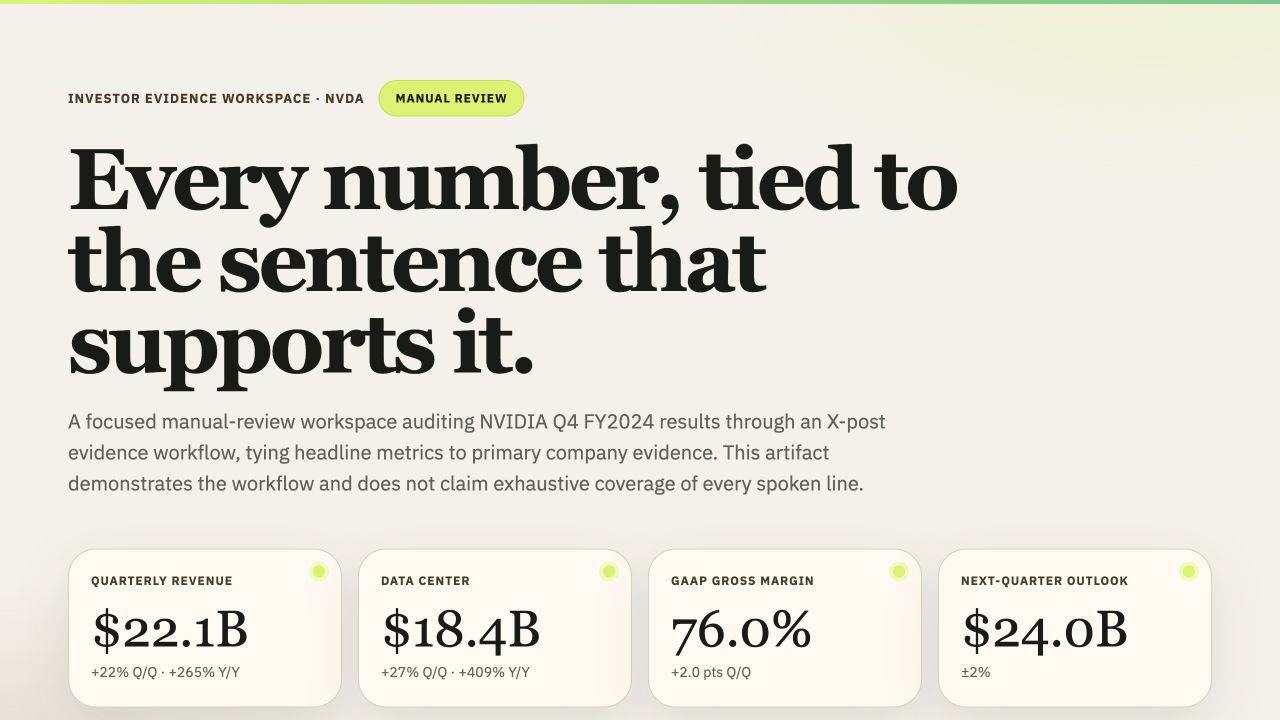 NVDA Q4 FY24 Earnings Evidence Tracker