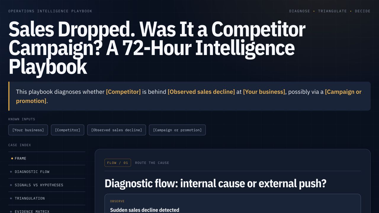 Sales Dropped. Was It a Competitor Campaign? A 72-Hour Intelligence Playbook
