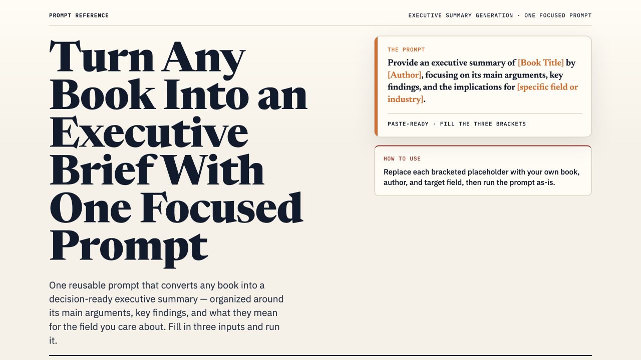 Turn Any Book Into an Executive Brief With One Focused Prompt