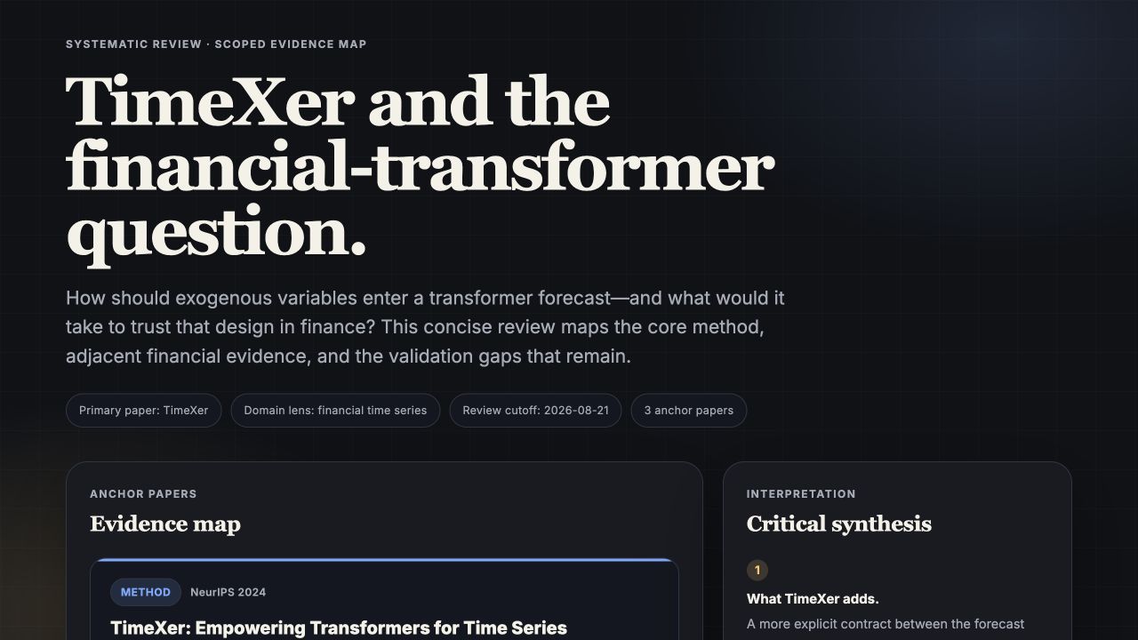 TimeXer & Financial Data Transformers: Systematic Literature Review
