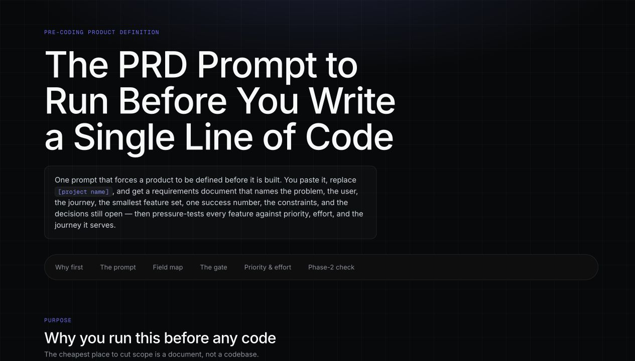 The PRD Prompt to Run Before You Write a Single Line of Code